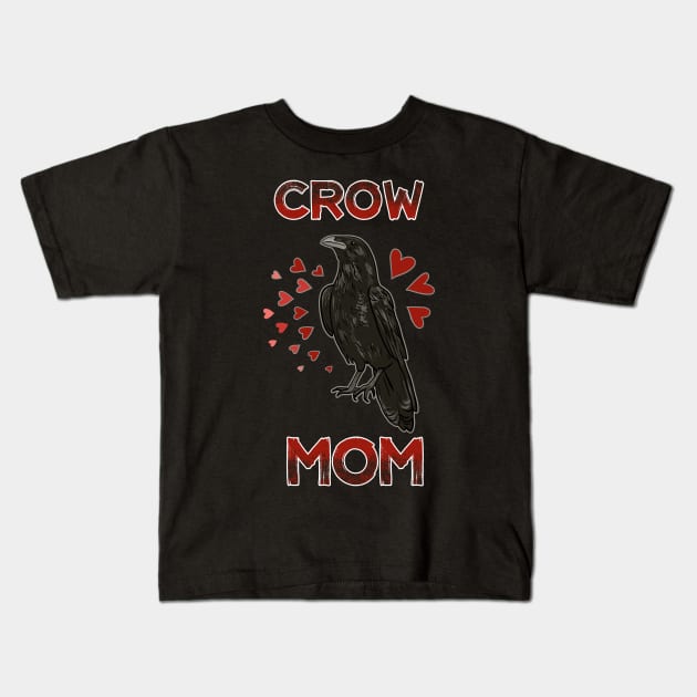 Crow Mom Kids T-Shirt by LetsBeginDesigns